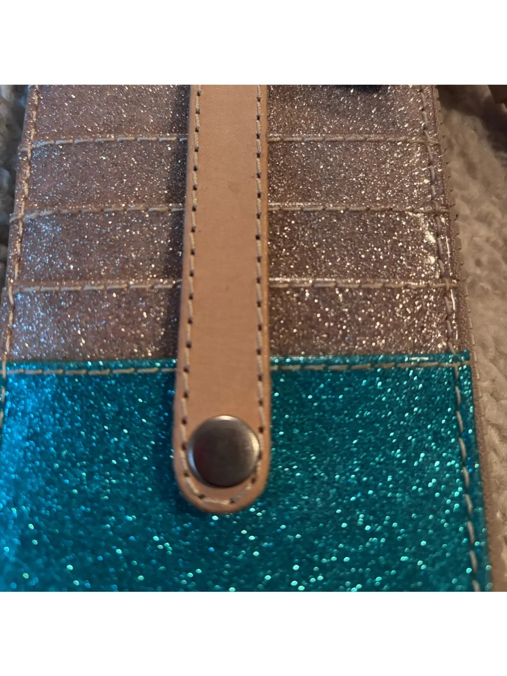 ✨🩵💚Consuela Turquoise& Lime Glitter Zip Wallet💚🩵✨